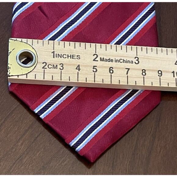 Kenneth Roberts Platinum Red Blue 100% Silk Men’s Neck Tie Made In China - Picture 5 of 10